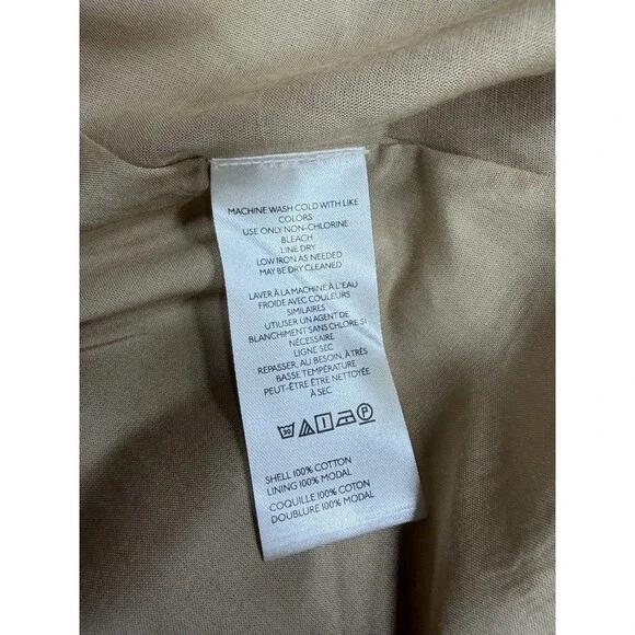 Anthropologie Shirt Dress Khaki Tommie Smocked Front Zip Preppy Boho Small NWT - Picture 9 of 11